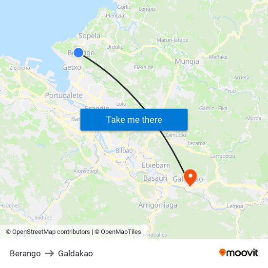 Berango to Galdakao map