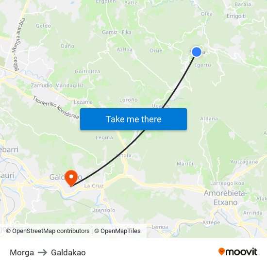 Morga to Galdakao map