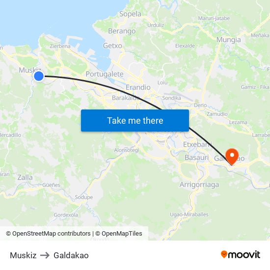 Muskiz to Galdakao map