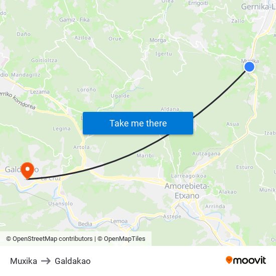 Muxika to Galdakao map