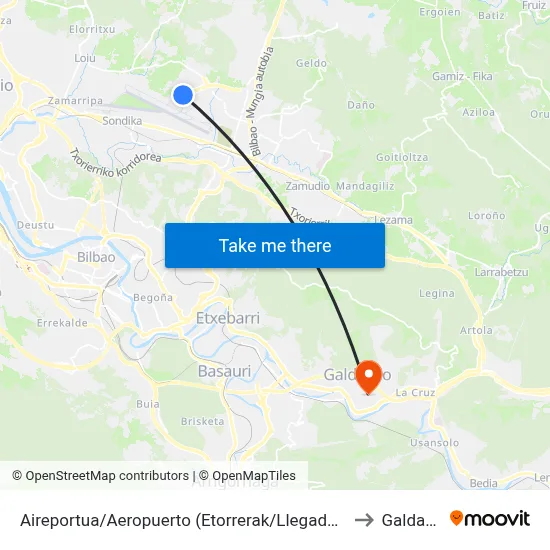 Aireportua/Aeropuerto (Etorrerak/Llegadas) (1003) to Galdakao map