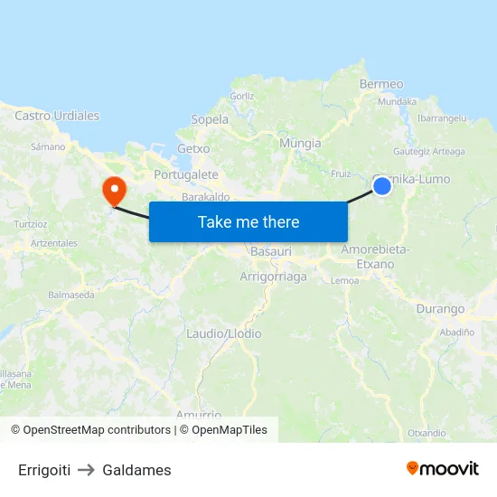 Errigoiti to Galdames map