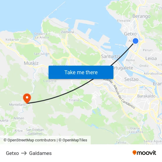 Getxo to Galdames map