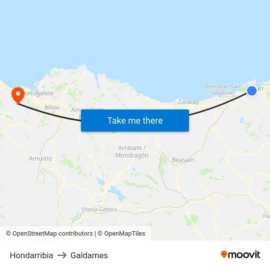 Hondarribia to Galdames map