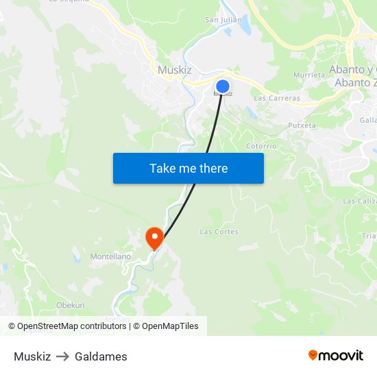Muskiz to Galdames map