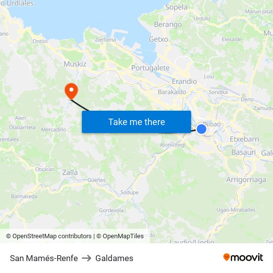 San Mamés-Renfe to Galdames map