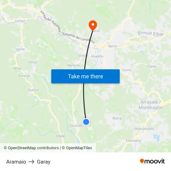 Aramaio to Garay map
