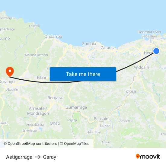 Astigarraga to Garay map