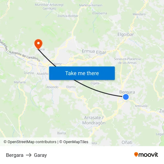 Bergara to Garay map