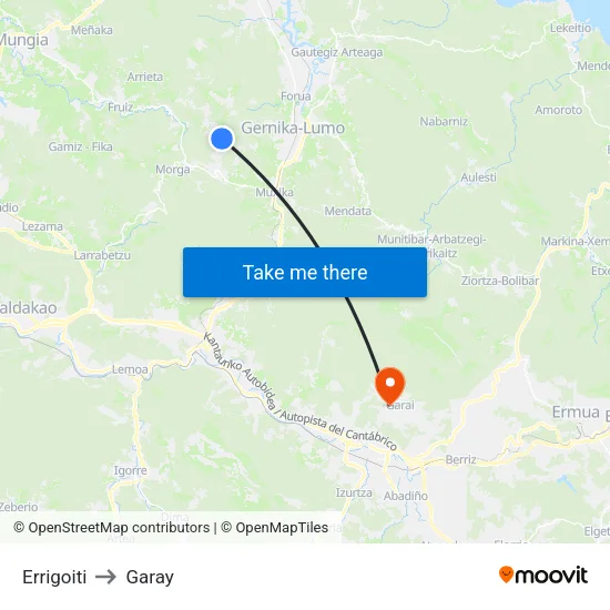 Errigoiti to Garay map