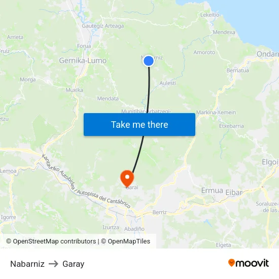 Nabarniz to Garay map