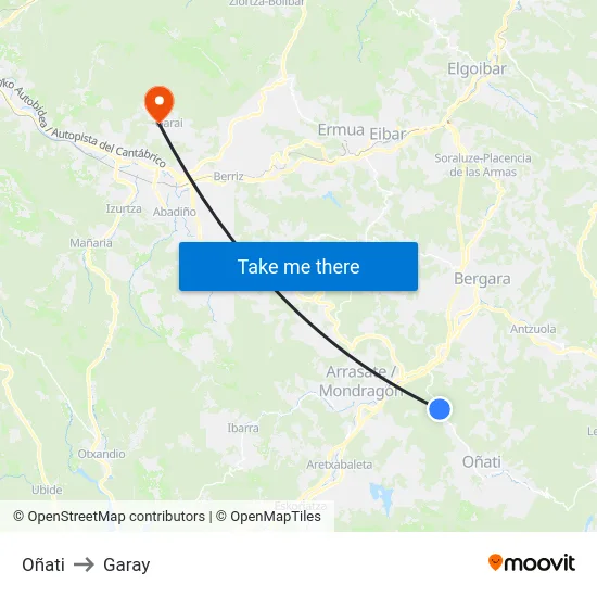 Oñati to Garay map