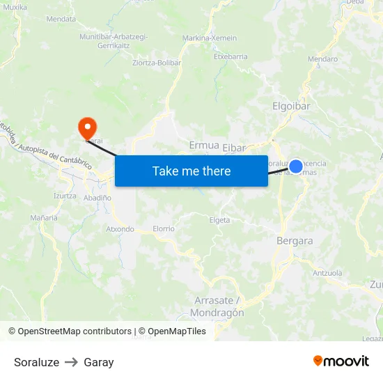 Soraluze to Garay map