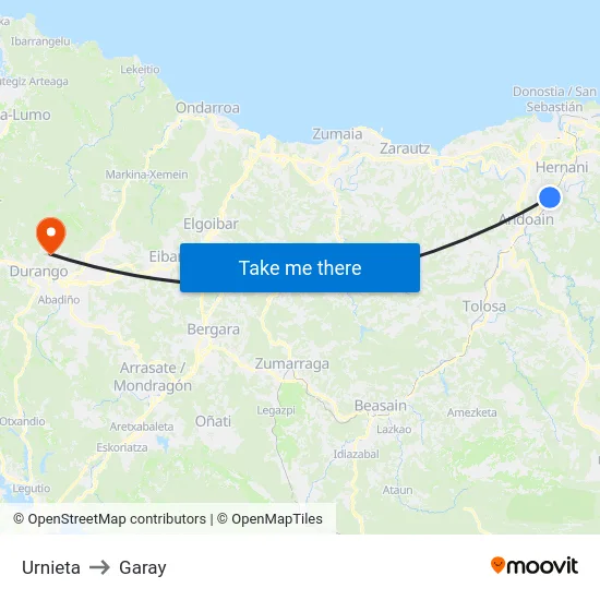 Urnieta to Garay map