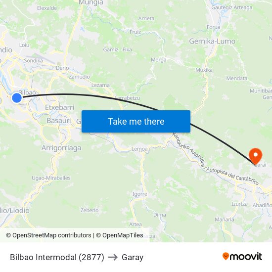 Bilbao Intermodal (2877) to Garay map