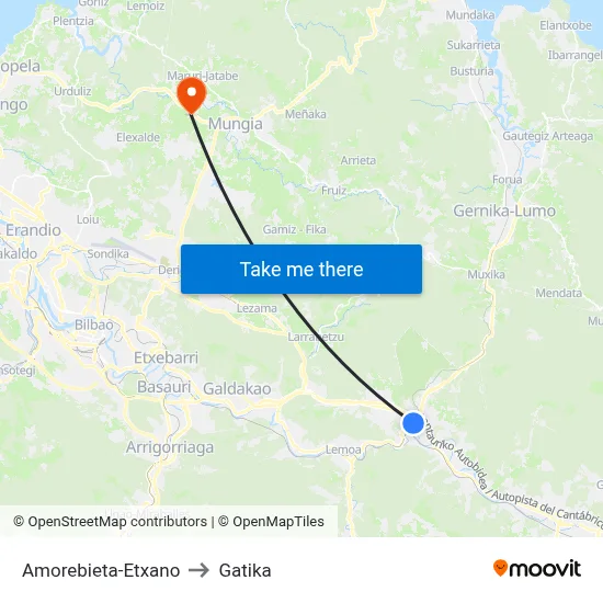Amorebieta-Etxano to Gatika map