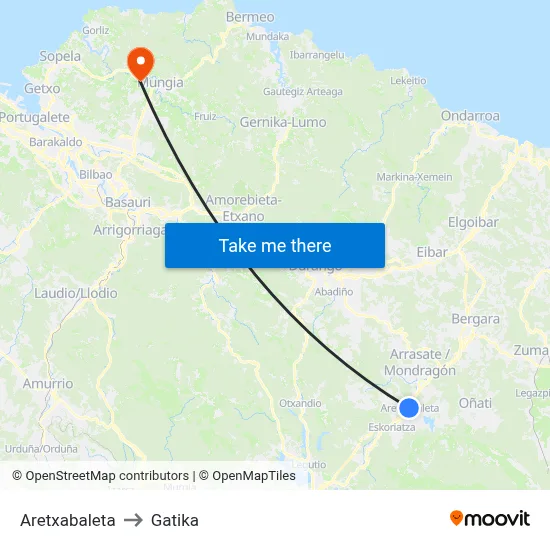 Aretxabaleta to Gatika map