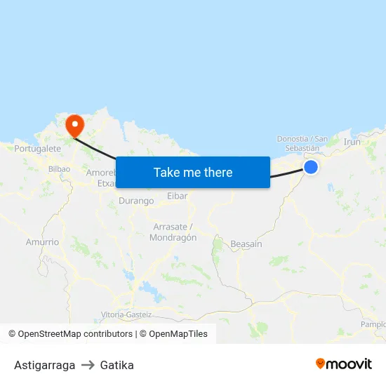 Astigarraga to Gatika map