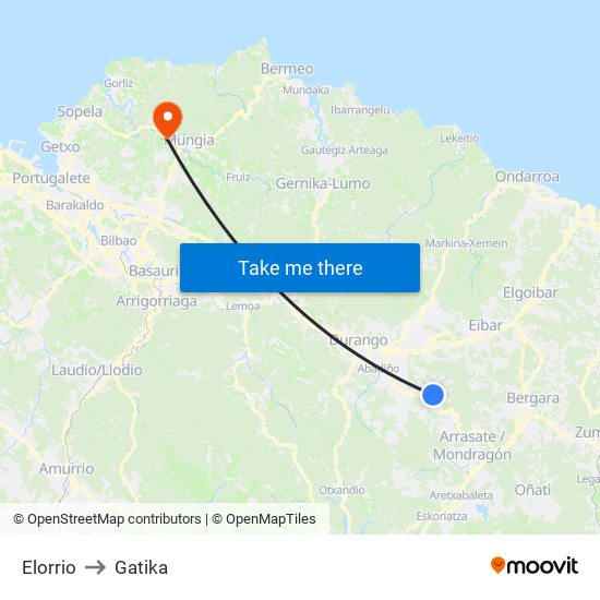 Elorrio to Gatika map
