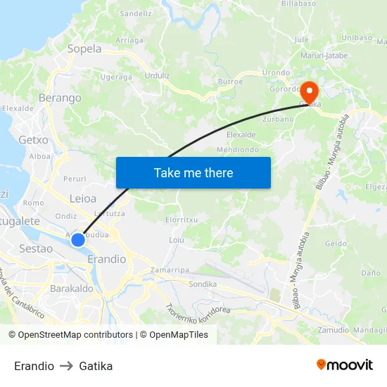 Erandio to Gatika map