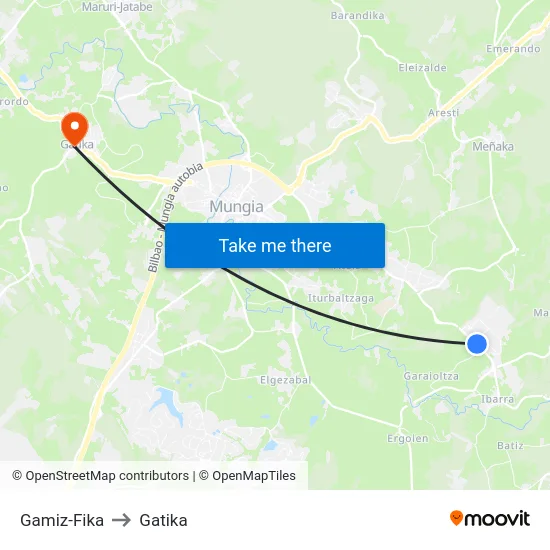 Gamiz-Fika to Gatika map