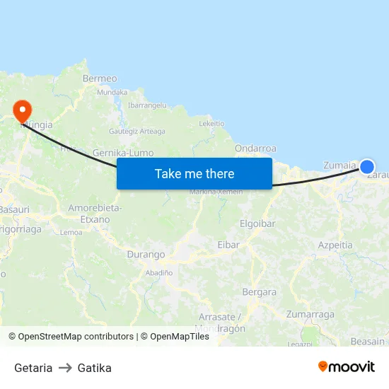 Getaria to Gatika map