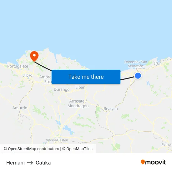 Hernani to Gatika map