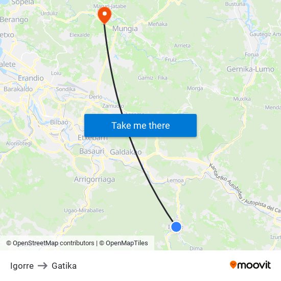Igorre to Gatika map