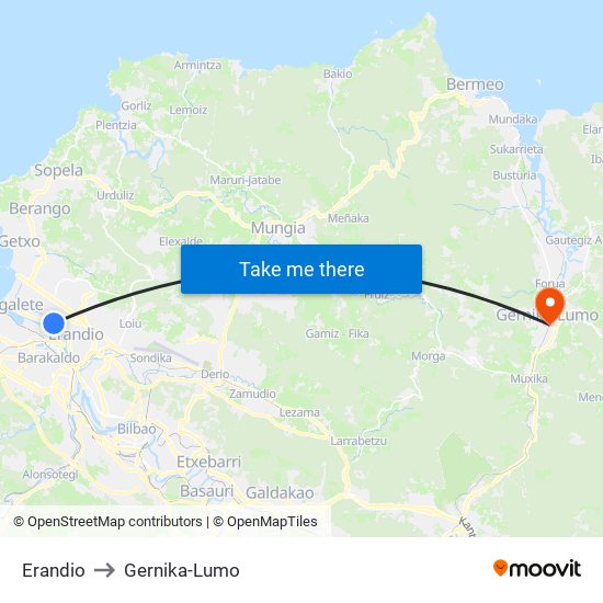 Erandio to Gernika-Lumo map