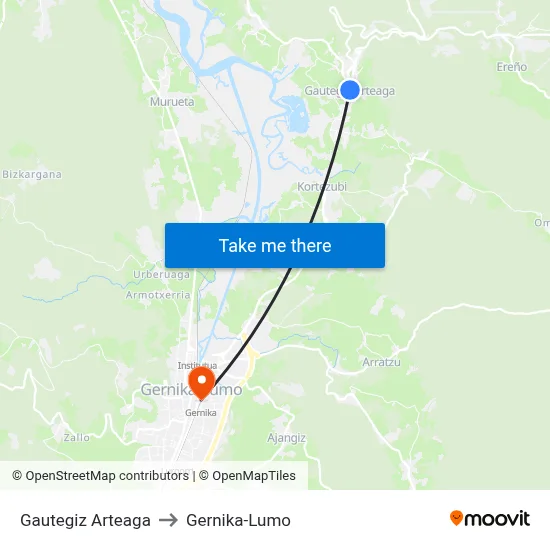 Gautegiz Arteaga to Gernika-Lumo map