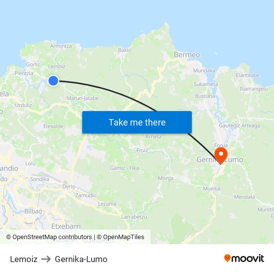 Lemoiz to Gernika-Lumo map