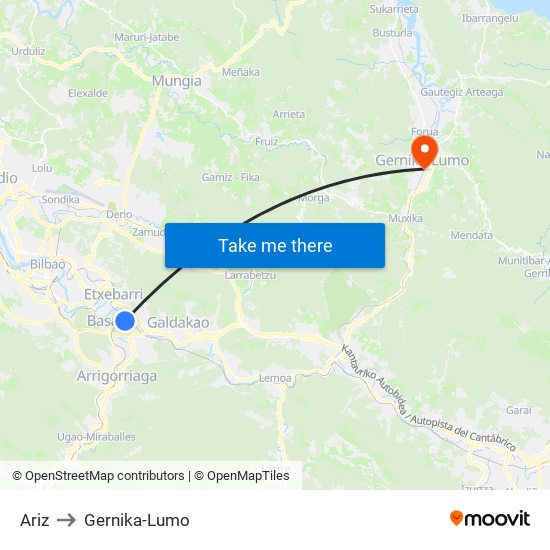 Ariz to Gernika-Lumo map