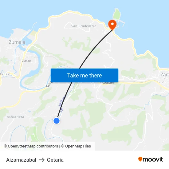 Aizarnazabal to Getaria map