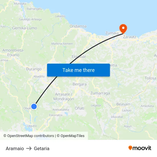 Aramaio to Getaria map