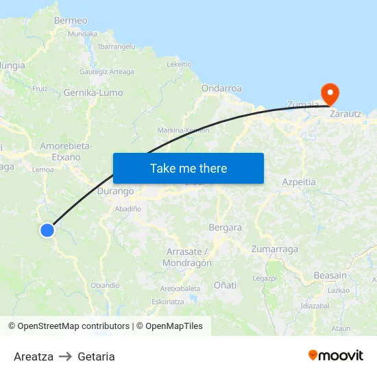 Areatza to Getaria map