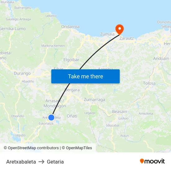 Aretxabaleta to Getaria map