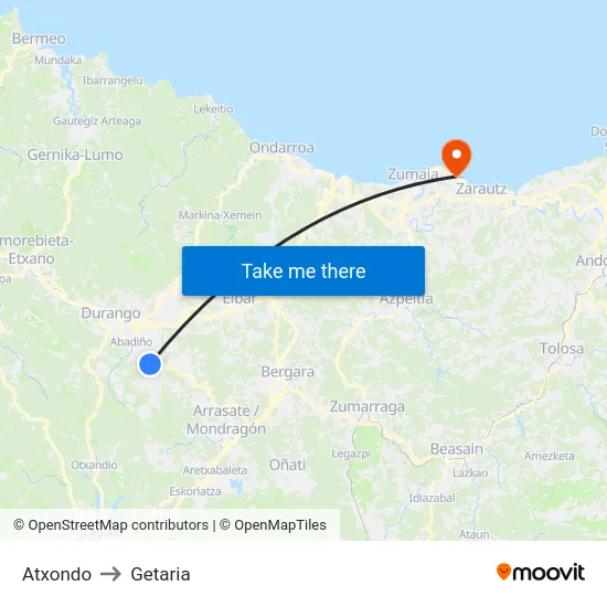 Atxondo to Getaria map