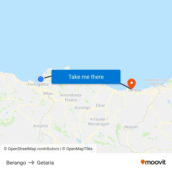Berango to Getaria map
