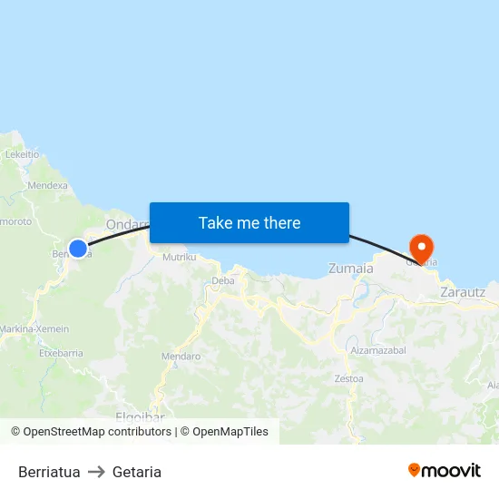 Berriatua to Getaria map