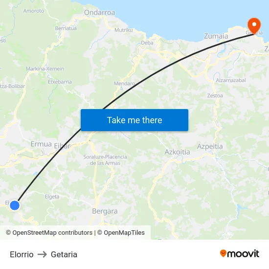 Elorrio to Getaria map