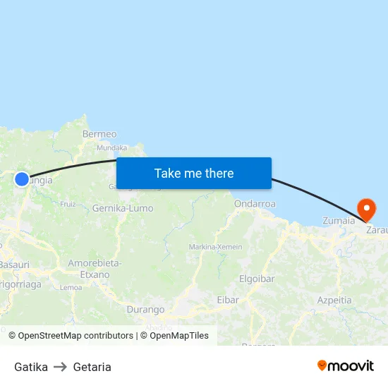 Gatika to Getaria map