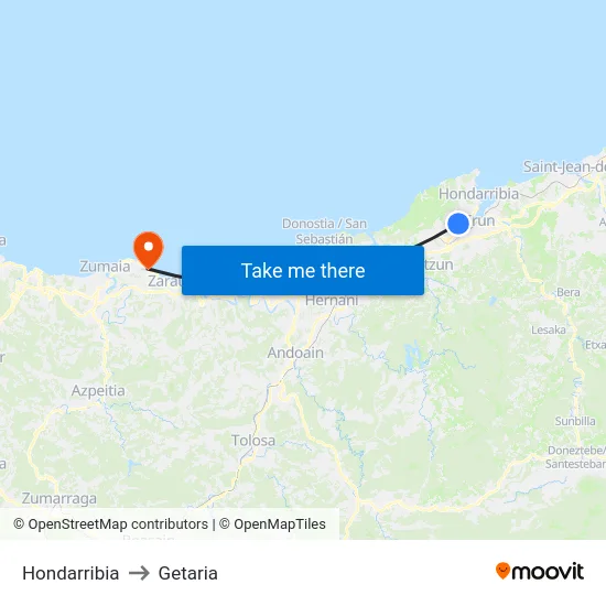 Hondarribia to Getaria map