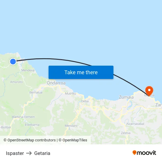 Ispaster to Getaria map