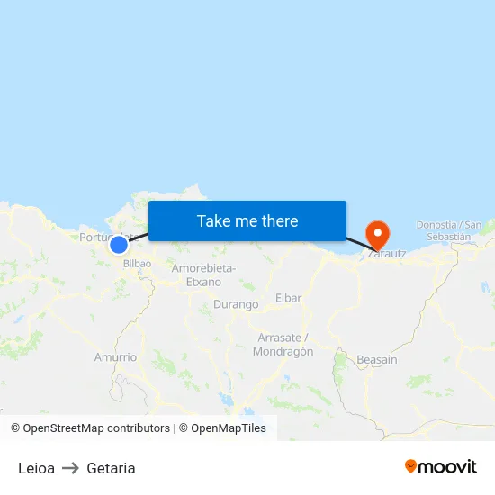 Leioa to Getaria map