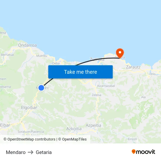 Mendaro to Getaria map