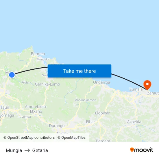 Mungia to Getaria map