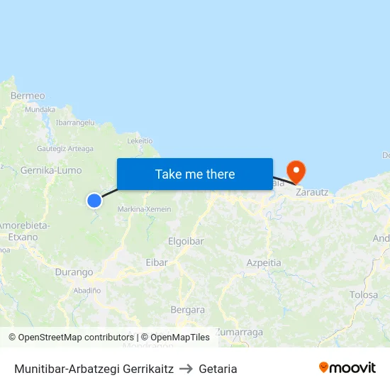 Munitibar-Arbatzegi Gerrikaitz to Getaria map
