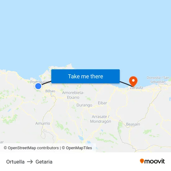 Ortuella to Getaria map