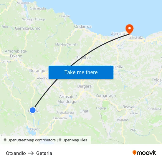 Otxandio to Getaria map