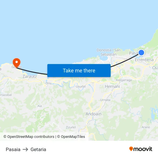 Pasaia to Getaria map